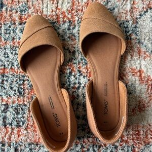 Toms D’orsay Tan Suede Flat - Sz 8